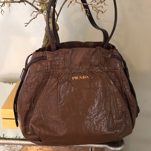 Vintage Prada Brown Nappa Leather Shoulder Bag